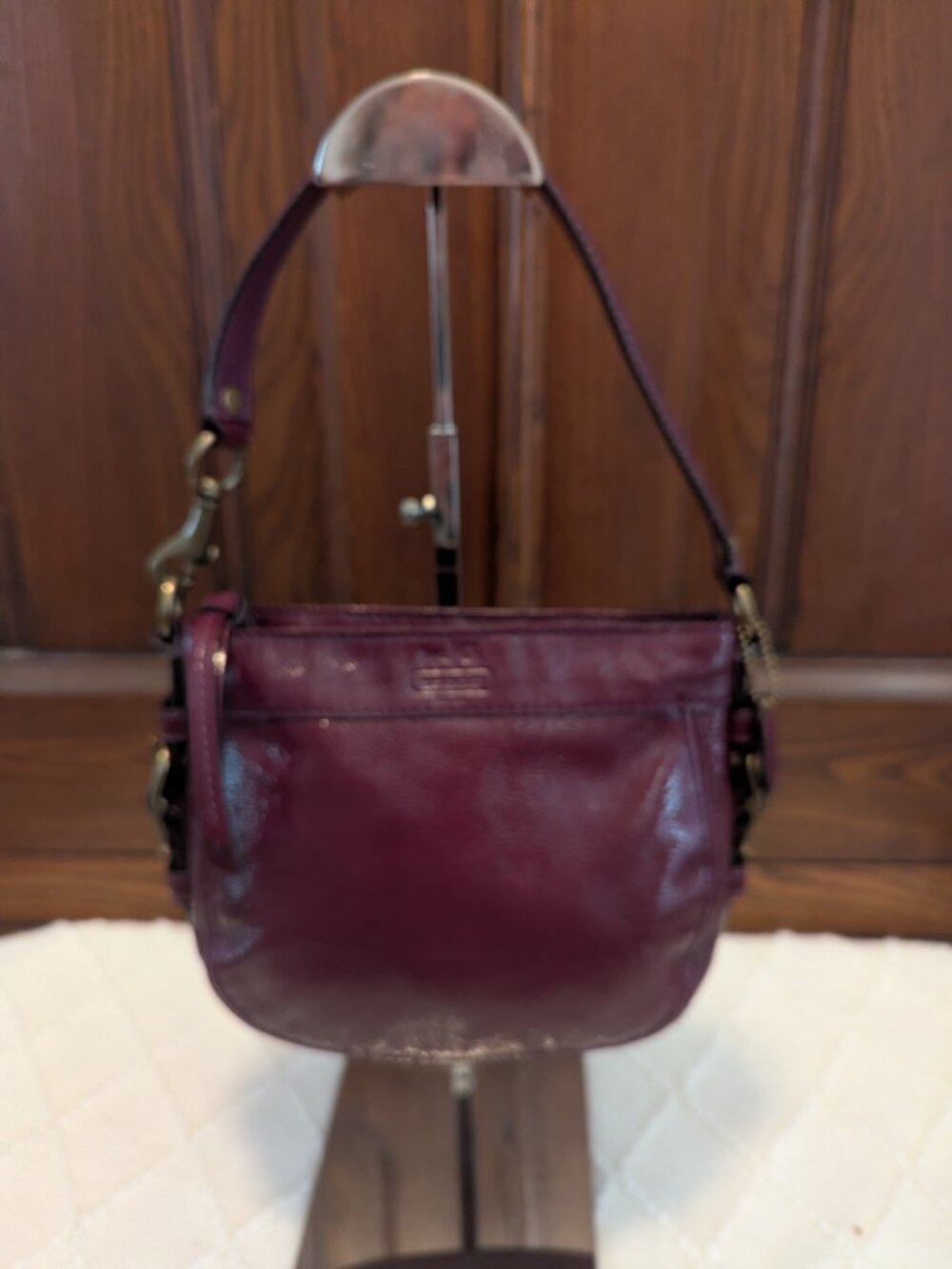 Coach RARE Y2K 41869 Zoe Burgundy Patent Small Hobo Shoulder Bag